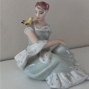 Vintage Royal Dux Bohemia Porcelain Bird Figurine of a woman